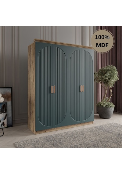 Soho 4 Kapak Mdf Gardırop Yeşil