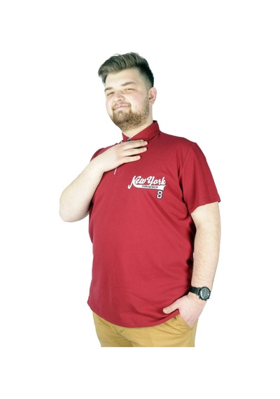 Mode Xl Erkek T Shirt Polo New York Throwback 22302 Bordo 001