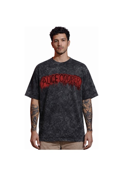 Tasarım Alice Cooper Şarkıcı Rock Metal Sırt Baskılı Unisex Overs Siyah