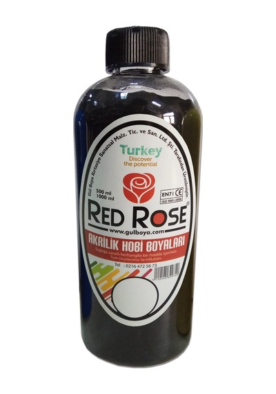 Red Rose Siyah Renk Akrilik Hobi Boyası 500Ml