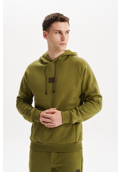 AR-MA Arma Erkek Regular Fit Kapüşonlu Fermuarlı Kanguru Cepli Sweatshirt Pamuk Polyester Karışım K30254628602 Haki