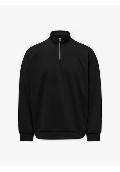 Only & Sons Onsnewkodyl Ovz Ls Halfzıp Hıgh Neck Vd Erkek Siyah Sweatshirt - 22038908