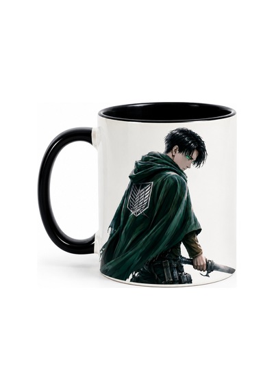 Anime Severlere Özel Attack On Titan Levi Desenli Hediye Seti Levi Termos, Levi Kupa, Levi Bardak Altlığı
