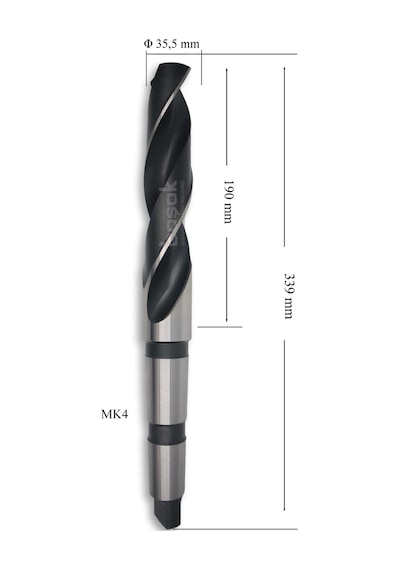 MTE 35,5 mm Mors Konik Saplı Matkap Ucu HSS (DIN 345)