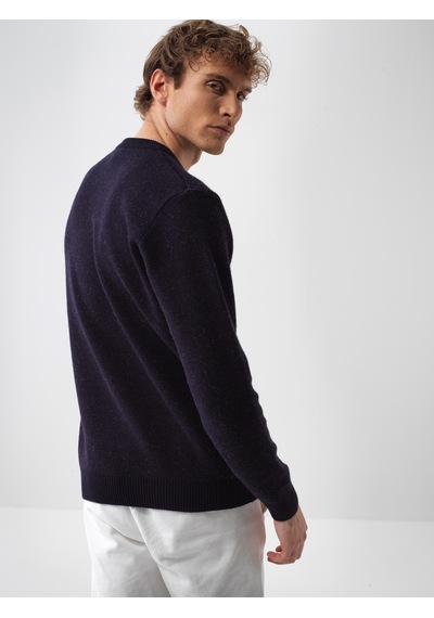 Xint Lacivert Doğal Yün Dokulu Regular Fit Kazak 801839