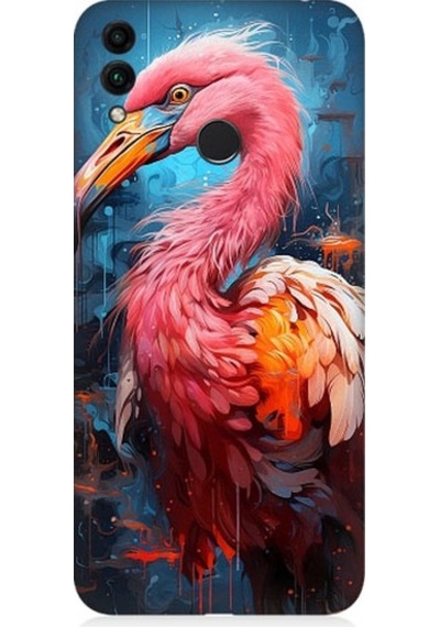Huawei Honor 8c Uyumlu Pembe Albatros Kuş Desenli Silikon Kılıf