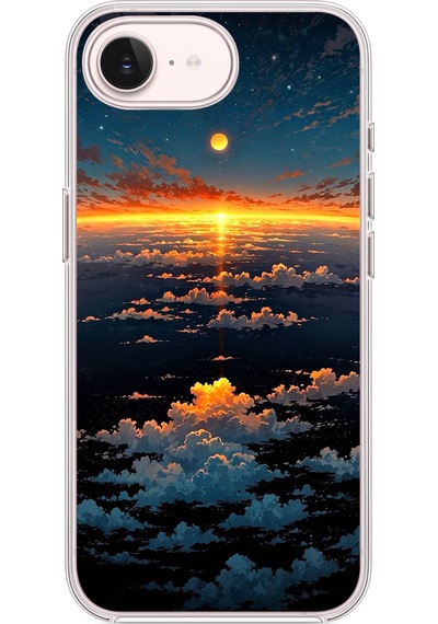 İphone 17e Uyumlu Gün Batımı Ve Ay Baskılı Silikon Kılıf