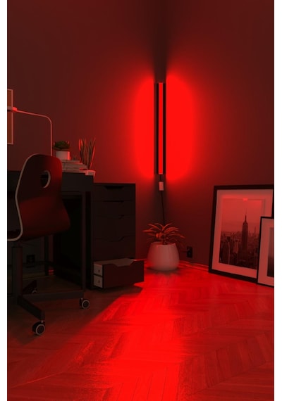 KUMANDALI Köşe Rgb Led Abajur Aplik Gece Lambası Siyah KUMANDALI Köşe Rgb Led Abajur Aplik Gece Lambası Siyah