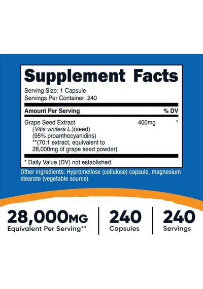 Nutricost Grape Seed Extract 28,000mg, 240 Capsule - Non-gmo,...