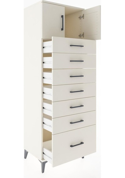 Hyperion Dolap Tek Raflı 7 Çekmeceli 2 Kapaklı 60x44x182 Aytaşı-aytaşı Aytası