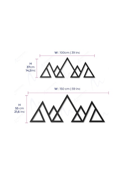 Mountain Metal Duvar Tablosu - 100 Cm - Siyah