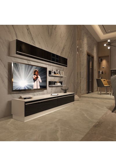 Decoraktiv Eko 5b Mdf Std Tv Ünitesi Tv Sehpası Beyaz - Siyah