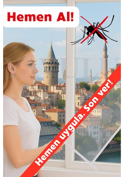 Kolay Montaj Cırt Bantlı Sinek Önleyici Sineklik Pencere Sinekliği Sineklik Örtüsü 75cmx125cm Küçük