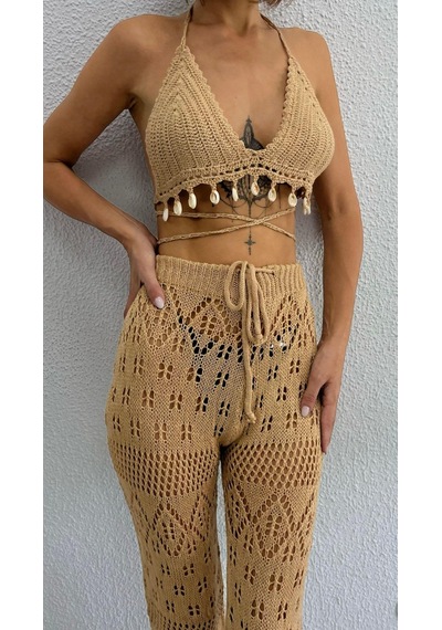 Hanna Beach Pantolon Set - Bej Bej