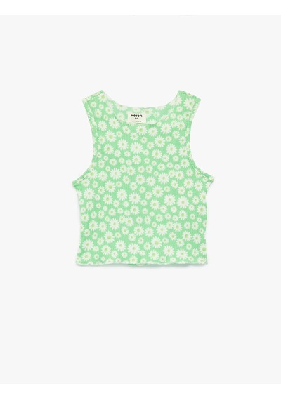 Koton Çiçekli Crop Yeşil Kız Çocuk Bluz 6skg60076ak Yeşil