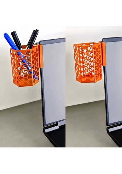 Alvera Monitor Kalemlik 3d Baskı Petek Desenli Laptop Kenar Altıgen Kalemlik-turuncu