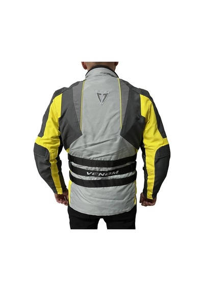 Venom Motosiklet Montu Tourex 4 Mevsim Ce Sertifikalı Long Touring Motorcu Mont Gri-sarı