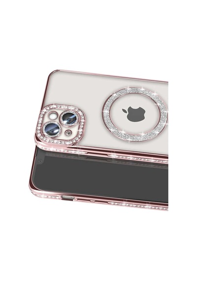 Apple İphone 15 Kılıf Joke Simli Magneticsafe Kılıf - Pembe Evimdeyokyok