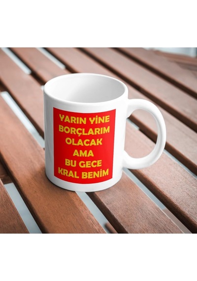 Bu Gece Kral Benim Baskılı Kupa Bardak Komik Yazılı Hediyelik Çay Kahve Kupası Beyaz - Çok Renkli