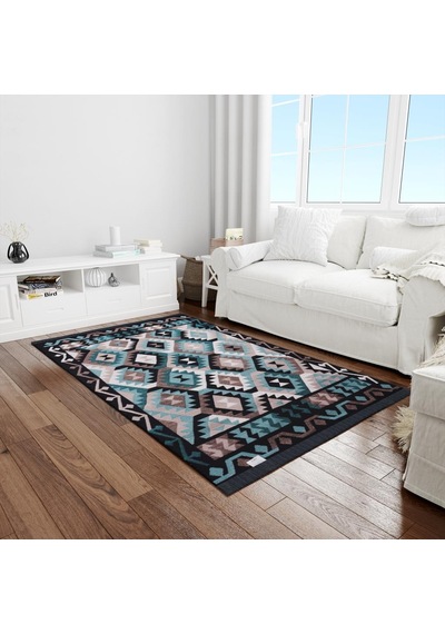 Bigghome Çift Taraflı Kilim, Makinede Yıkanabilir, Modern Desenli, 80 150 Cm, Sa1818a Desenli