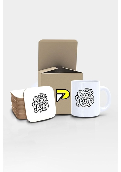 Kral Yazılı Tipografik Tasarımlı Baskılı Kupa Bardak Seti Eğlenceli Özel Hediye Mug Diğer
