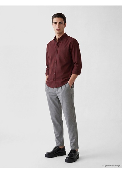 Lcwaıkıkı Classic Bordo Regular Fit Erkek Gabardin Gömlek