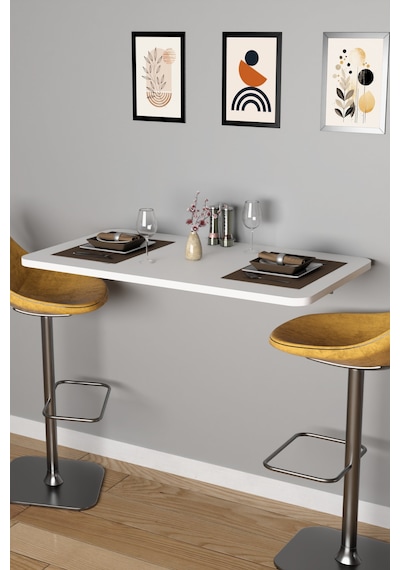 Katlanabilir Duvara Monte Mutfak Masası - 50x90 Cm Yemek Ve Hazırlık Masası Beyaz