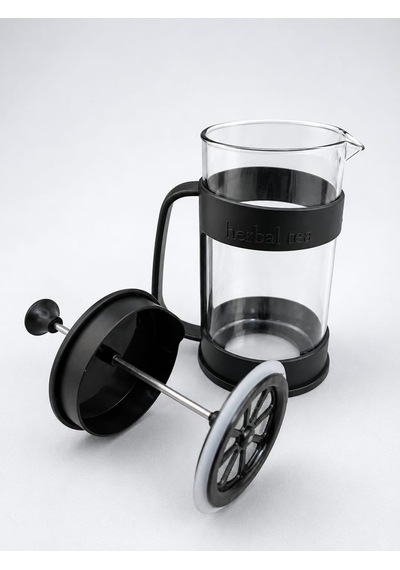 Barista French Press 400 Ml Plastik Kafesli Mika Kristal Hazneli Bitki Ve Kahve Süzgeci Siyah