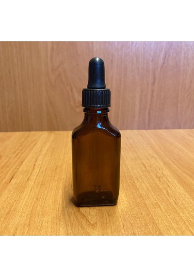 30 Ml Siyah Plastik Kapaklı Yassı Amber Cam Damlalıklı Şişe , 30