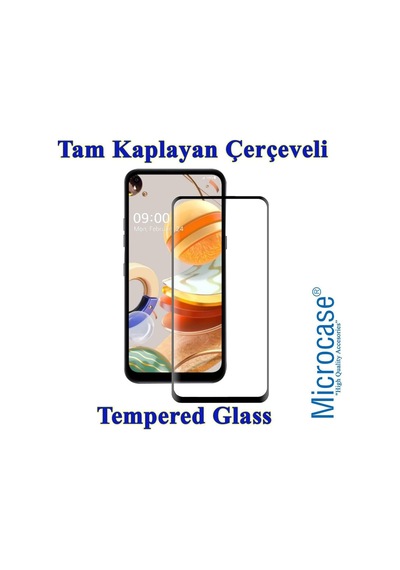 LG Uyumlu K61 Tam Kaplayan Çerçeveli Tempered Cam Siyah