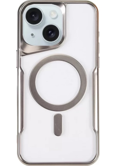 Newface Apple İphone 15 Plus Kılıf Boyi Magsafe Silikon Kapak - Gümüş