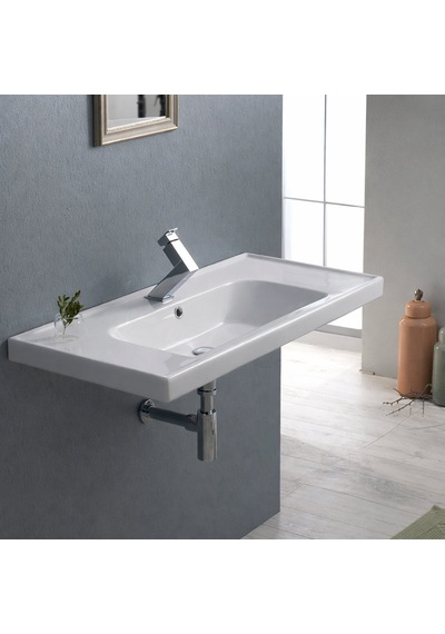 Turkuaz Cerastyle Frame Etajer Uyumlu Beyaz Lavabo 90x45 Cm 031300-u Beyaz