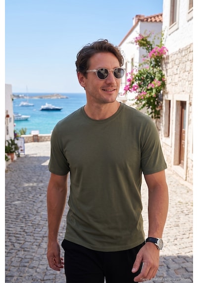 Buratti Pamuklu Regular Fit Bisiklet Yaka Erkek T Shirt 59020204 Haki