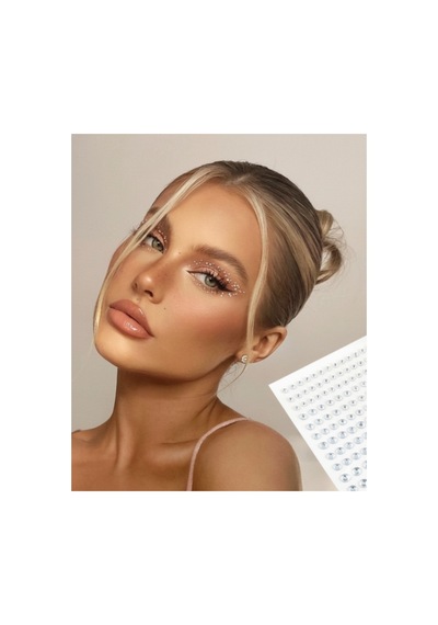 Threestep Vintage Yuvarlak Model Işıltılı Yüz Ve Vücut Taşı Sticker Taş 50 Adet - Beyaz