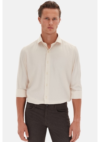 D'S Damat Ds Damat Slim Fit Bej Italyan Yaka Armürlü Uzun Kollu Kolay Ütülenebilir Nefes Alan Dört Mevsim Göml 2HF02ORT3185 Bej