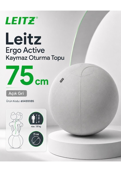 Leitz Ergo Active Kaymaz Oturma Topu 75 Cm - Açık Gri - Kod:65430085