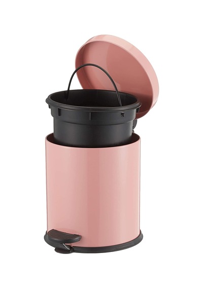 Pedallı Banyo Çöp Kovası 5lt Siyah Beyaz Pembe Metal Çok Renkli