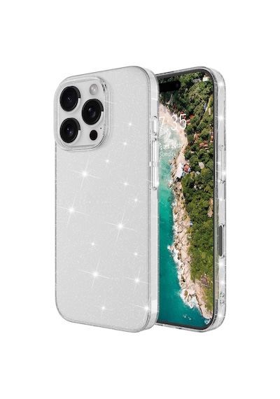 Zore Apple Uyumlu iPhone 16 Pro Kılıf Parlayan Simli Şeffaf Redos Kapak-şeffaf Şeffaf
