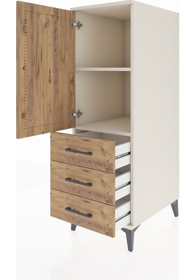 Kronos Dolap 2 Raflı 3 Çekmeceli Tek Kapaklı 44x59x134 Aytaşı-çam Aytası