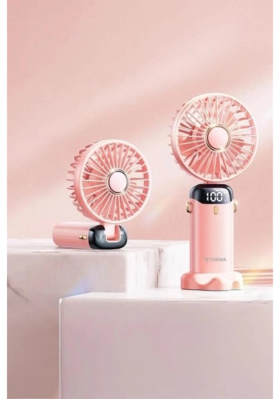 Özel Seri Torima F-19 Pembe Dijital Ekranlı Mini Masa Fan Vantilatör Çözüm Masaüstü Ofis