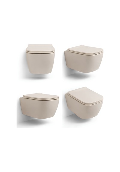 Turavit Luna Kanalsız Mat Cappucino Asma Klozet Ln5610c, Luna Mat Cappucino Duroplast Yavaş Kapak Bej
