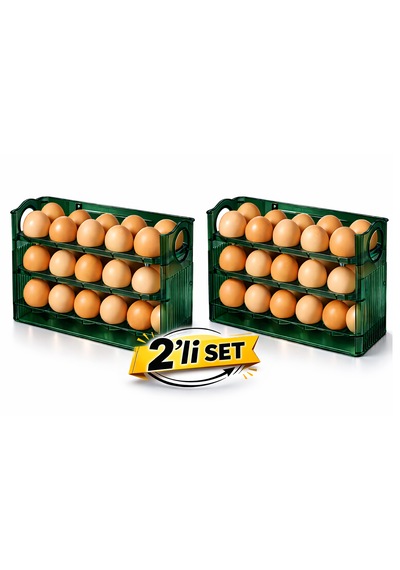 Microcase Sert Abs Plastik Dolapiçi Yumurta Organizer Ve Standı Kapaklı Tasarım 2 Adet Al5453 Yeşil