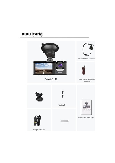 Buğz Akıllı Full Hd 3 Kameralı Araç İçi Güvenlik Kamerası Ön-arka-iç Kayıt, Park Modu