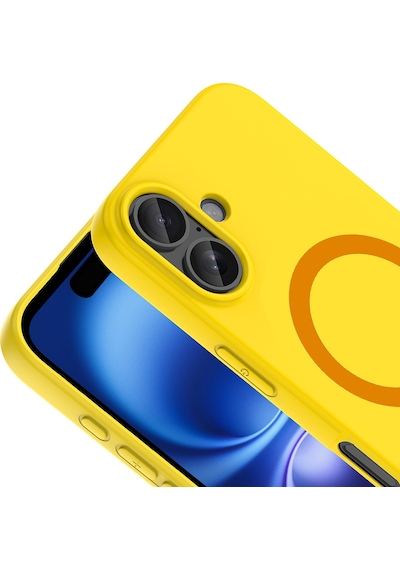 iPhone Uyumlu 16 Kılıf M-safe Şarj Özellikli Klfs Aris Silikon Kapak - Sarı
