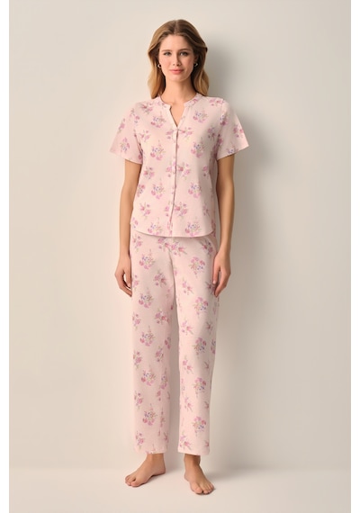 Suwen Alessi Pamuklu Gömlek Yaka Pijama Takımı Sh26620660b334 Pembe