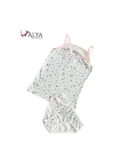 Alya Underwear Kız Çocuk Baskılı Ip Askılı Atlet Ve Slip Takımı Kar Tanesi Baskılı