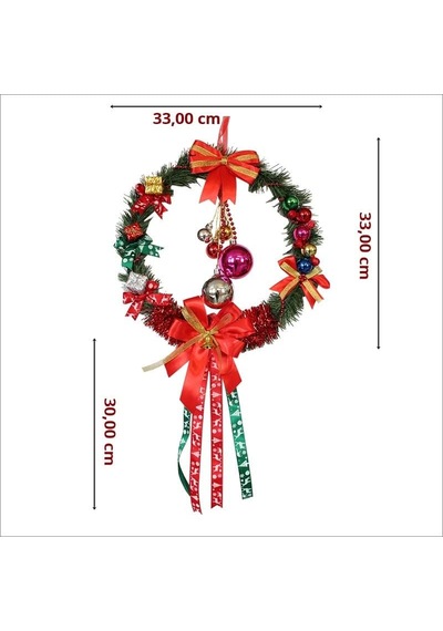 Süsle Bebek Ve Parti Yılbaşı Kapı Süsü, Ahşap Üzeri Garland Kapı Halkası - 33 Cm Genel