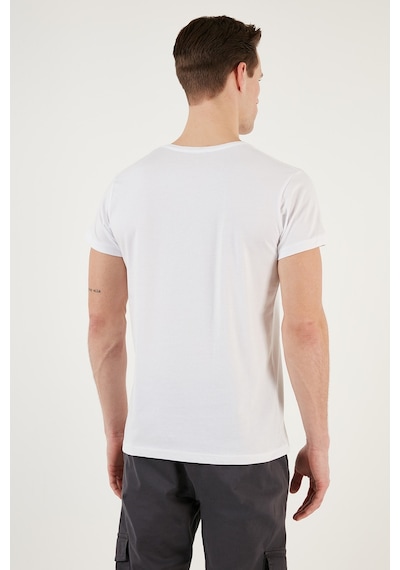 Buratti Pamuklu Slim Fit Bisiklet Yaka Erkek T Shirt 541Balance Beyaz