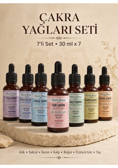 Minia Bahçe Aromaterapi 7 Çakra Masaj Yağı Seti 7 x 30 ML