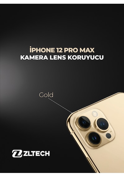 İphone 12 Pro Max Uyumlu Kamera Lens Koruyucu Gold